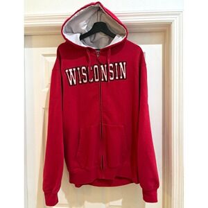 Campus Heritage Wisconsin Badgers Red Full Zip Hoodie Sweatshirt Men's XL